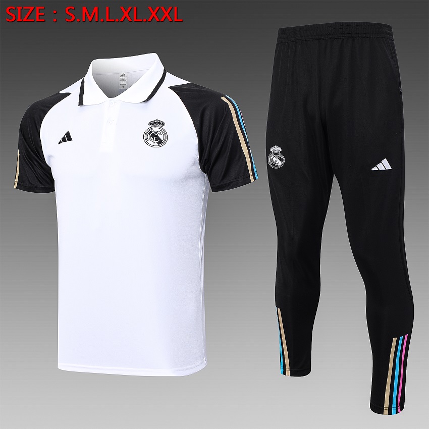 AAA Quality Real Madrid 23/24 White/Black Training Kit Jerseys